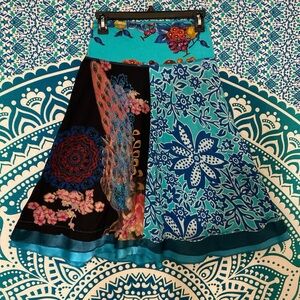 Desigual Multicolor A-Line Skirt with Floral Patterns